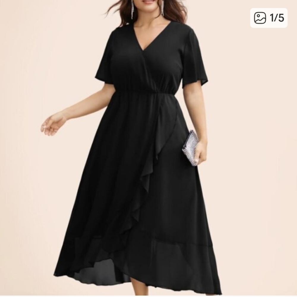 BloomChic Black Maxi Wrap Dress